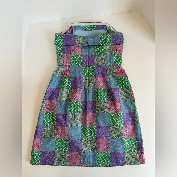 VINEYARD VINES Strapless Patchwork Mini Dress in Pastel Multi - Picture 12 of 12
